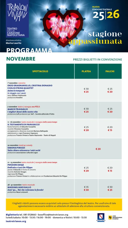 Teatro Trianon - Stagione 25/26 Convenzioni Novembre 2026