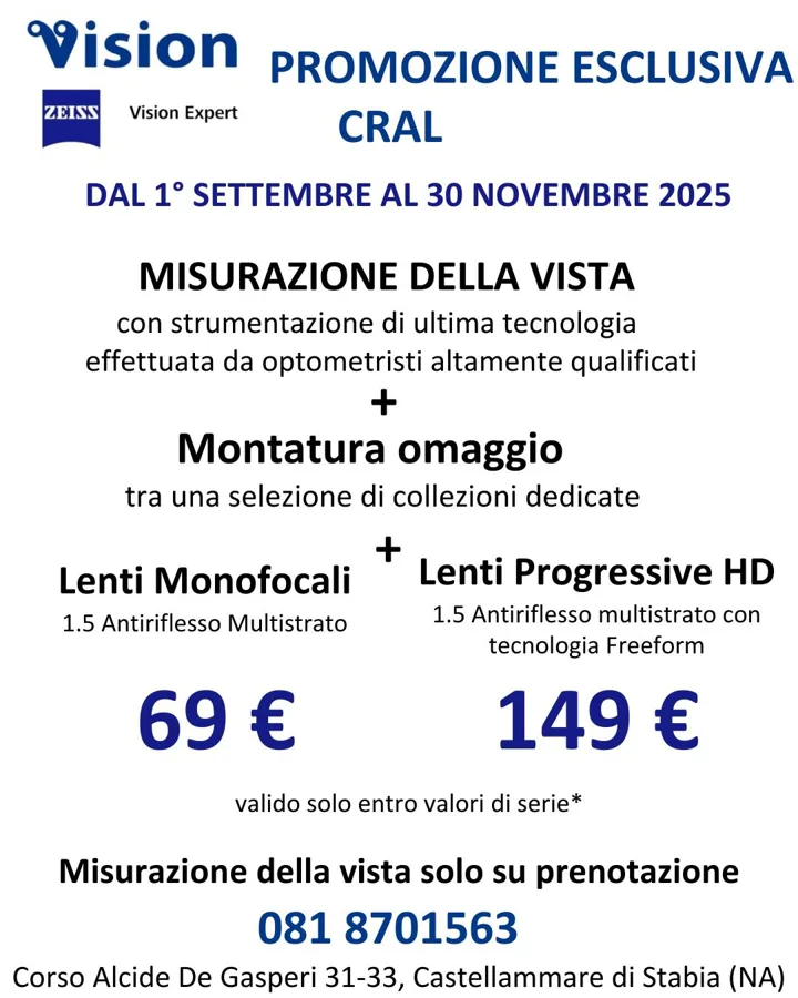 👓 PROMOZIONE ESCLUSIVA CRAL