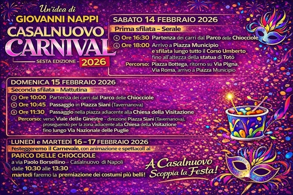 🎭 Casalnuovo di Napoli si prepara al Carnival 2026