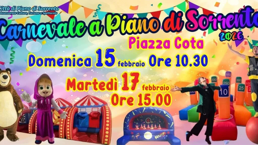 🎭 Carnevale 2026 a Piano di Sorrento: festa in Piazza Cota