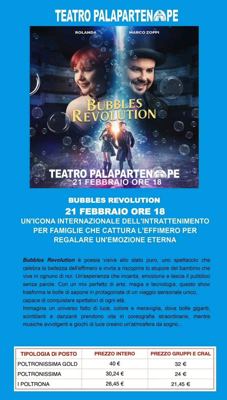 TEATRO PALAPARTENOPE:BUBBLES REVOLUTION