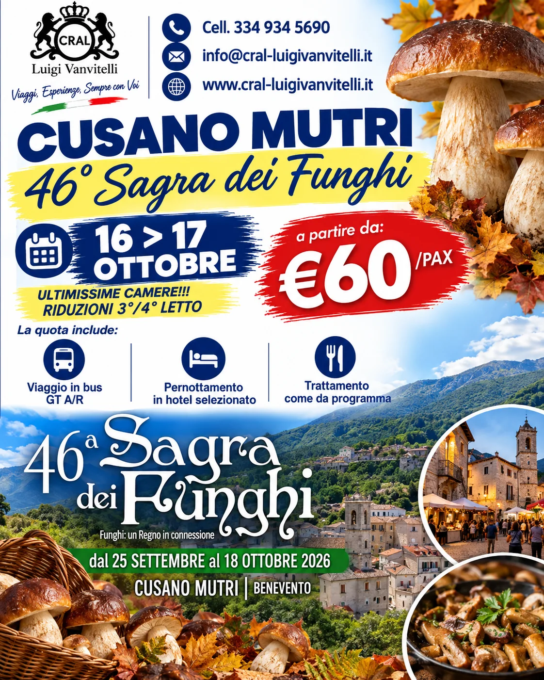 🍄🚨 ULTIMISSIME CAMERE PER LA 46&ordf; SAGRA DEL FUNGO! 🍂