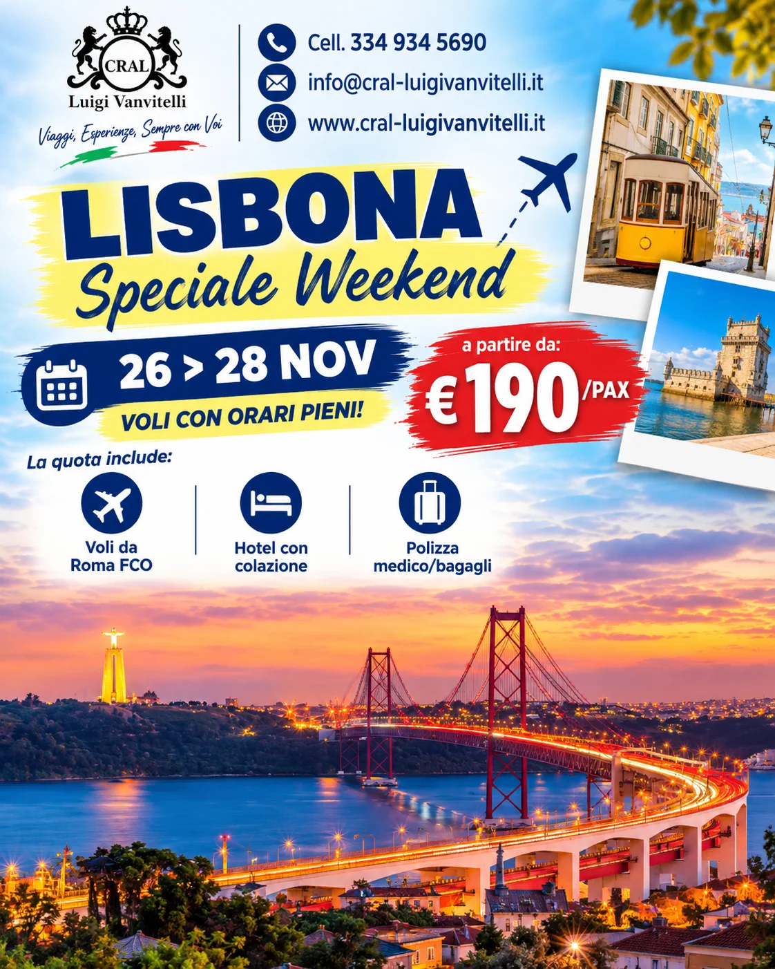 ✨ SPECIALE WEEKEND A LISBONA A SOLI &euro;190!