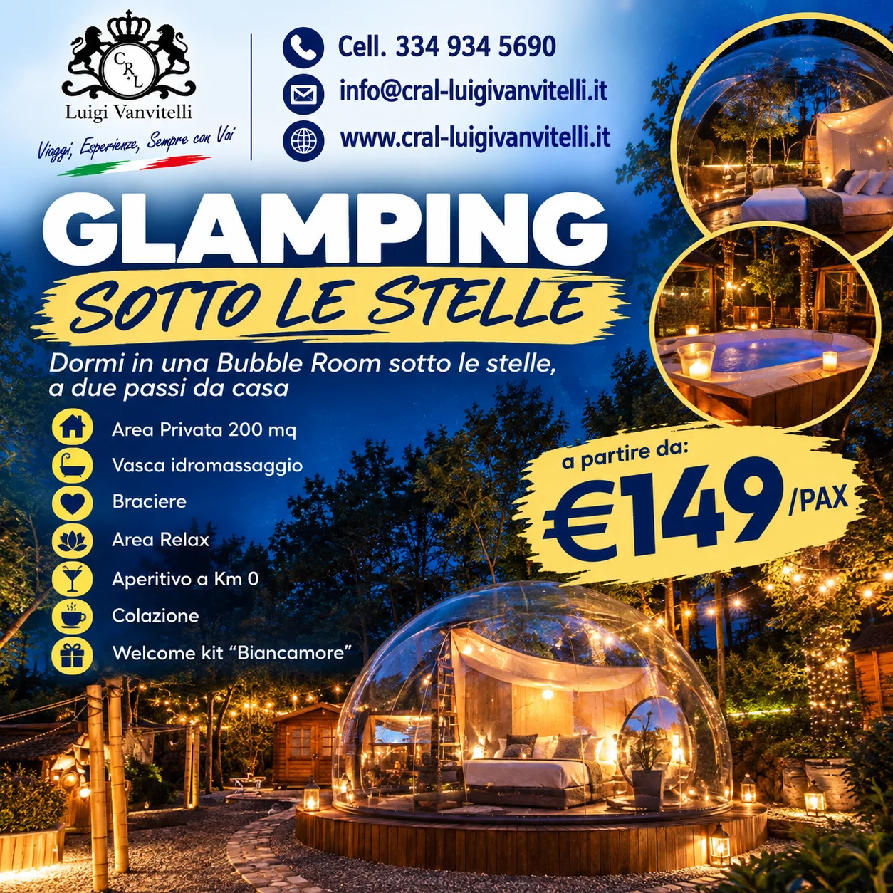 🚨🌙 UNA NOTTE SOTTO LE STELLE A PARTIRE DA &euro;149!