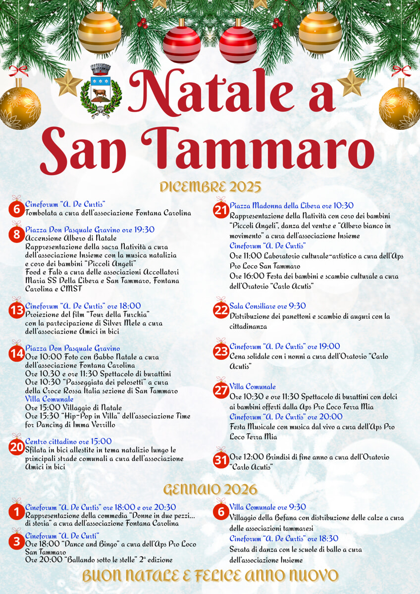 🎄 Tutti gli eventi natalizi nel casertano: il programma Comune per Comune