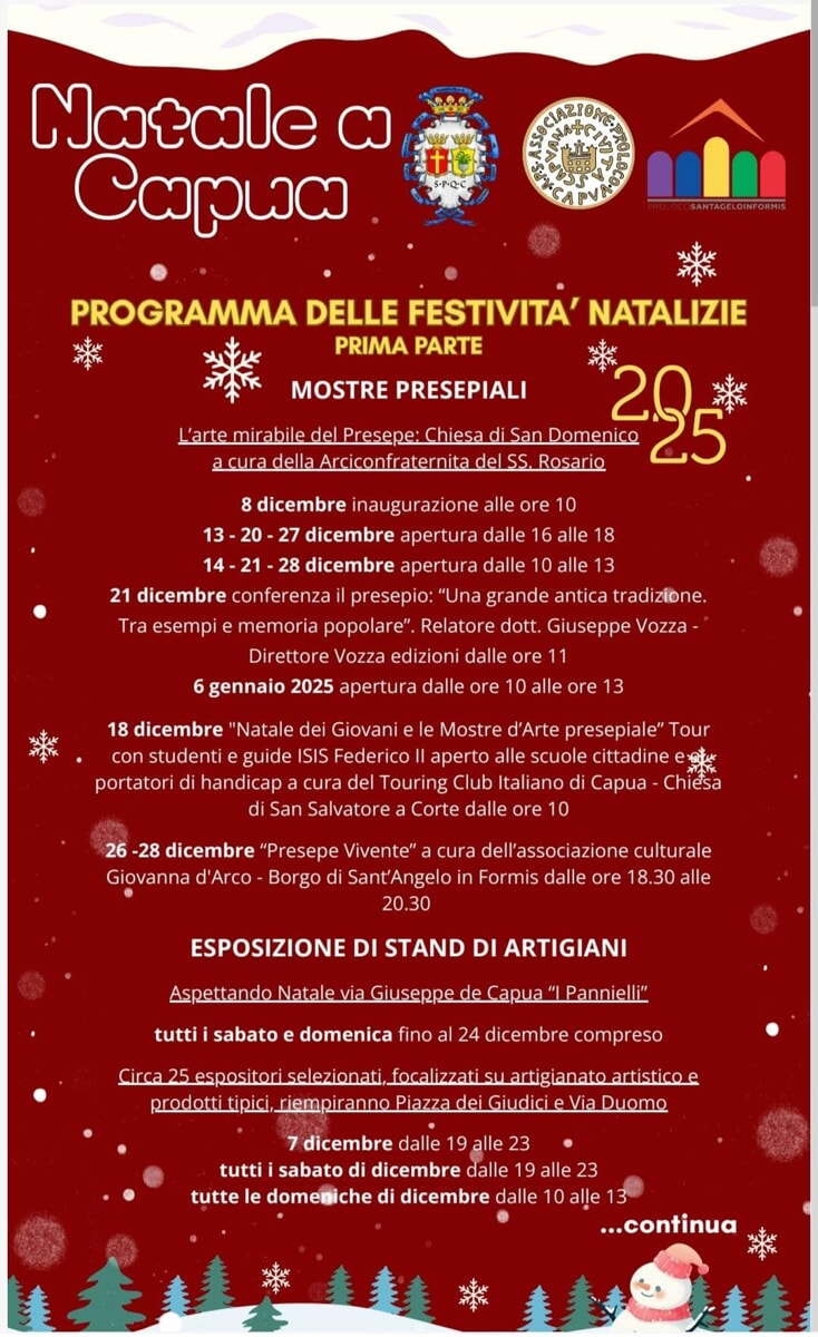 🎄 Tutti gli eventi natalizi nel casertano: il programma Comune per Comune