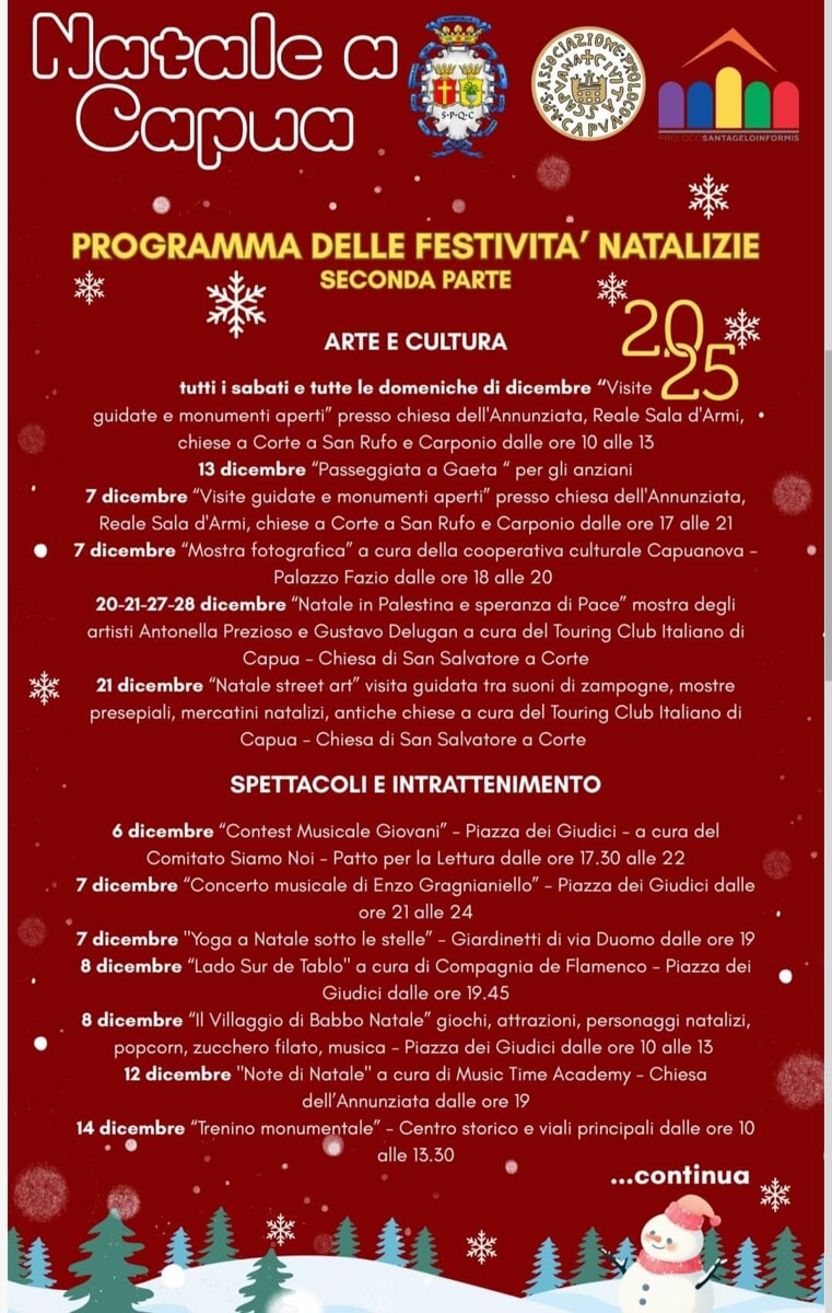🎄 Tutti gli eventi natalizi nel casertano: il programma Comune per Comune