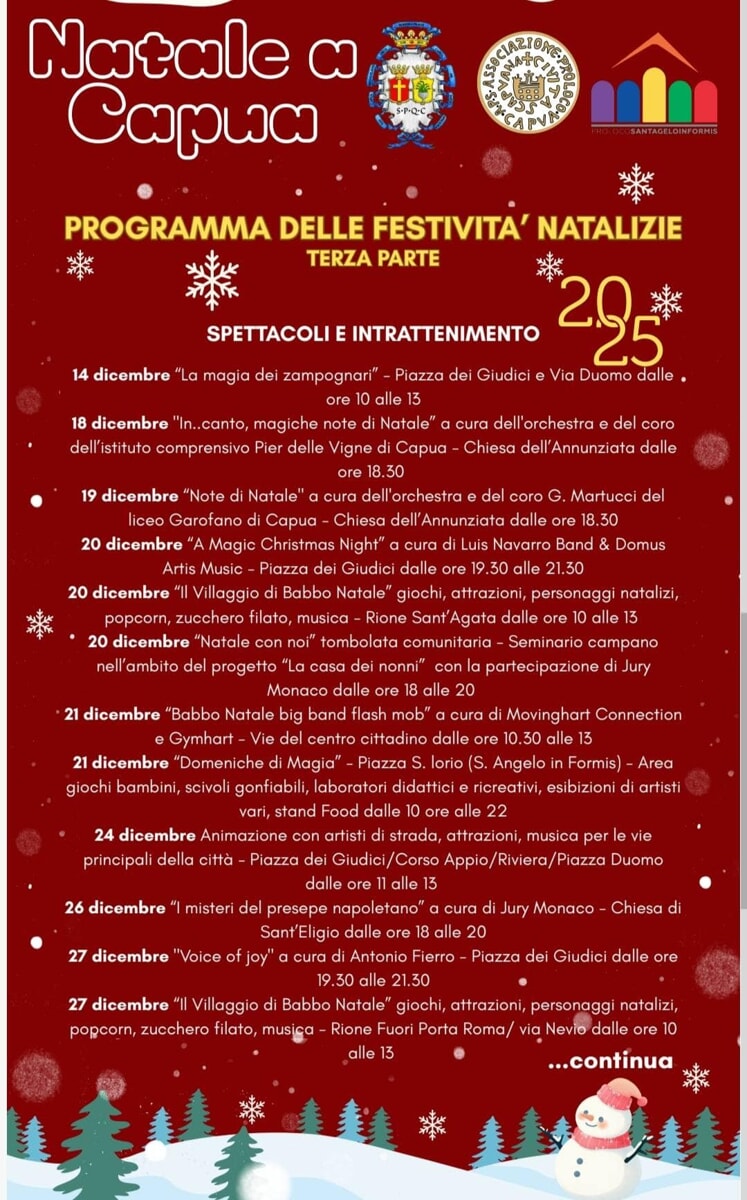 🎄 Tutti gli eventi natalizi nel casertano: il programma Comune per Comune