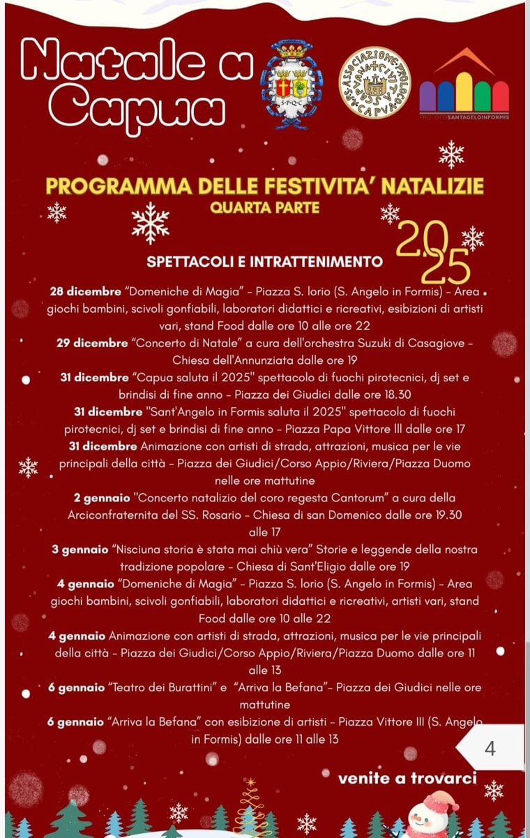 🎄 Tutti gli eventi natalizi nel casertano: il programma Comune per Comune